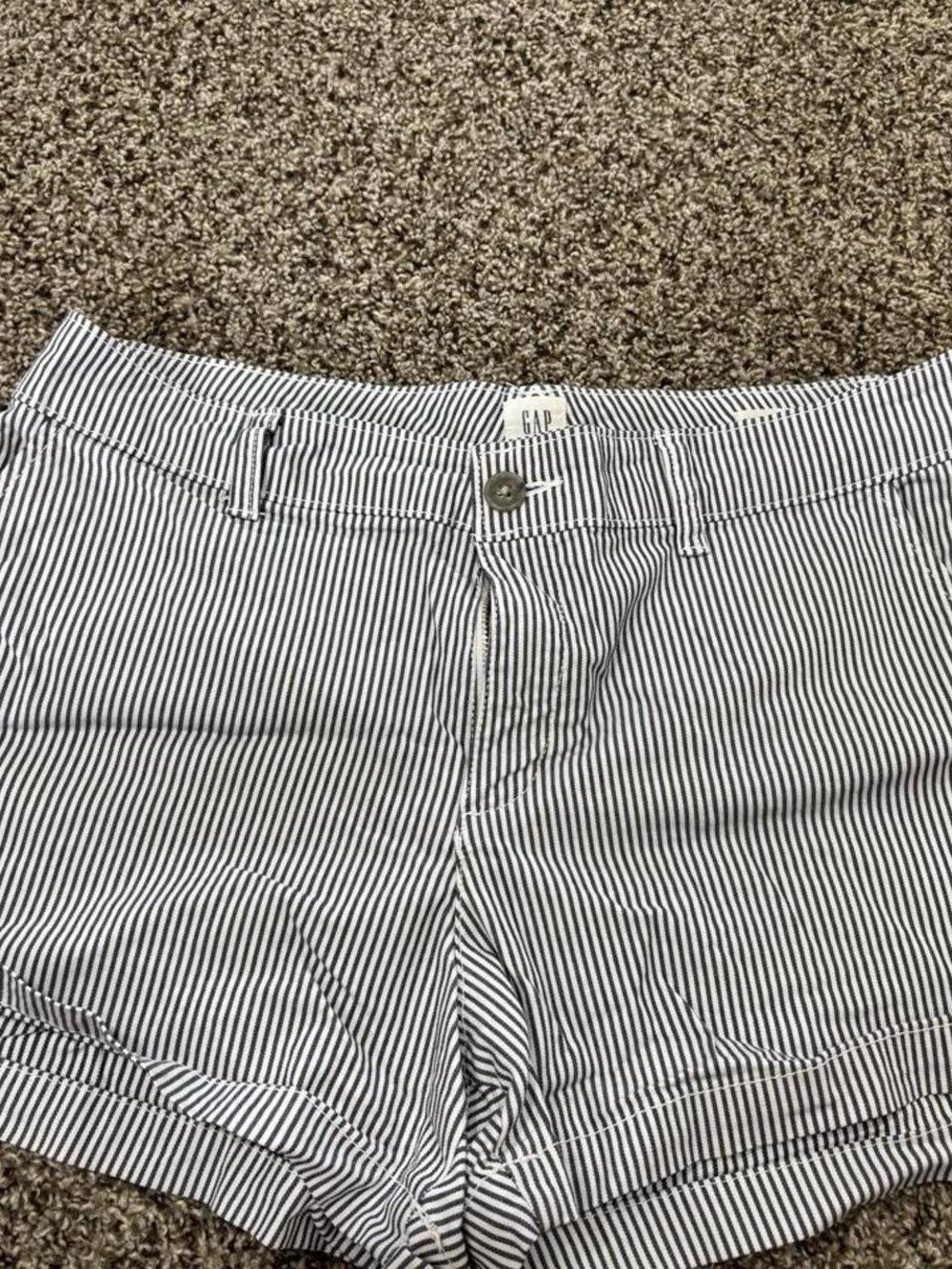GAP Women's Black and White Striped Cotton Shorts